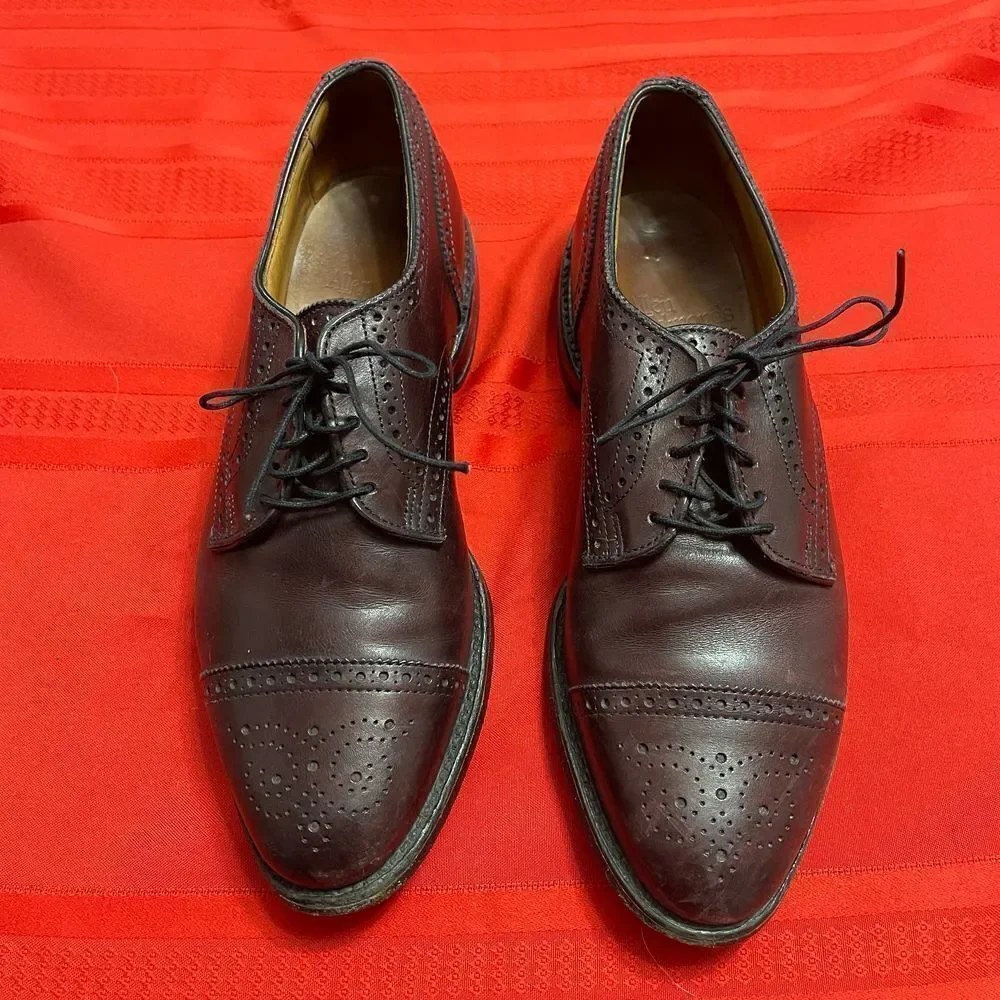 Allen Edmonds Sanford Brown Cap Toe Brown Oxford Shoes Size 8 D